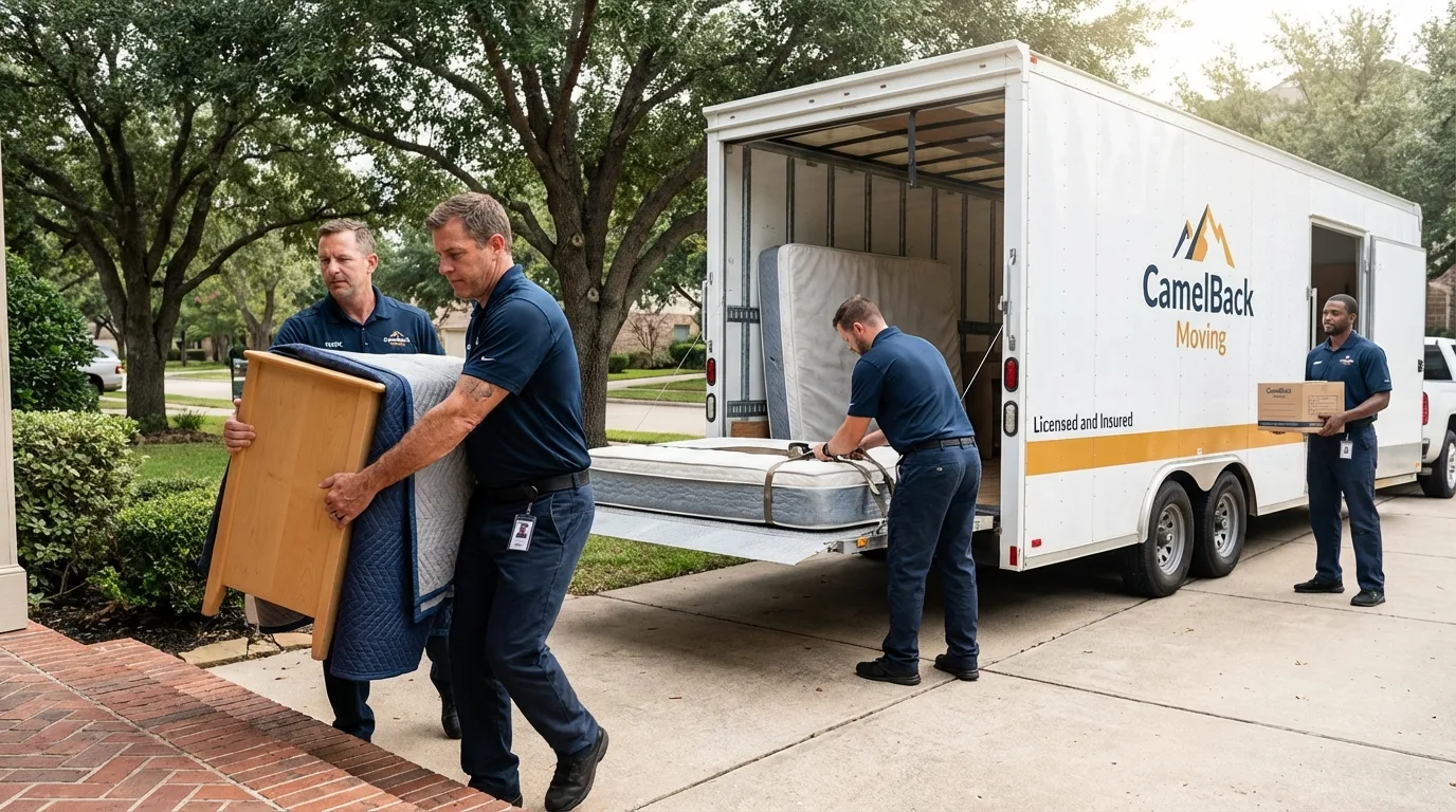 Crew loading residential truck for cross-state move from New Wilmington, PA