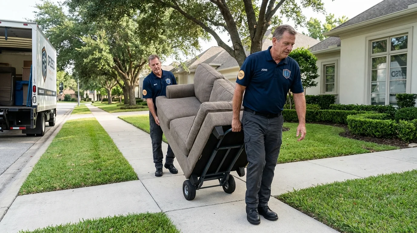Local residential moving crew loading furniture in New Wilmington, PA